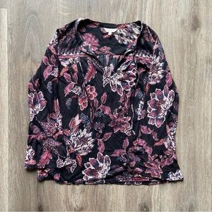 Lucky Brand Floral Bohemian Bell Sleeve Top